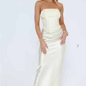 Hello Molly Cream Strapless Dress